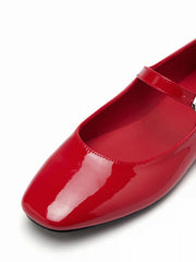 FAUX PATENT LEATHER MARY JANE FLATS