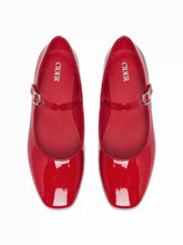 FAUX PATENT LEATHER MARY JANE FLATS
