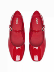 FAUX PATENT LEATHER MARY JANE FLATS