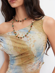 DOUBLE LAYER STONE BEADED NECKLACE