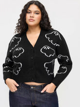 Knit V-neck Ghost Button Cardigan Curve & Plus