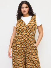V-neck Floral Geometric Jumpsuit Curve & Plus