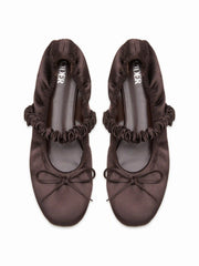 BOWKNOT PLEATED STRAP MARY JANE SHOES