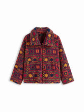 Fleece Collar Graphic Oversized Jacket Curve & Plus