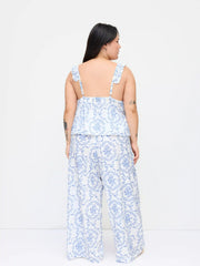 Sweetheart Floral Bowknot Cami Top & Mid Rise Drawstring Trousers Loungewear Set Curve & Plus