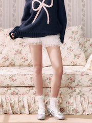 Lace & Ruffle Layered Bloomer Micro Shorts