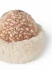 DEER PRINT FUZZY BUCKET HAT