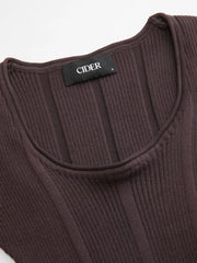 Knit Scoop Neckline Long Sleeve A-line Mini Dress