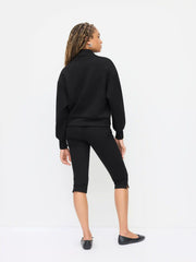 V-neck Solid Half Zip Sweatshirt
