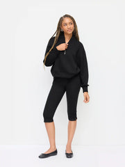 V-neck Solid Half Zip Sweatshirt