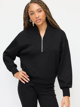 V-neck Solid Half Zip Sweatshirt