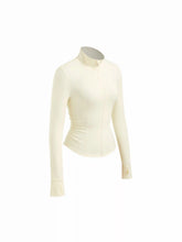 Stand Collar Solid Long Sleeve Active Jacket