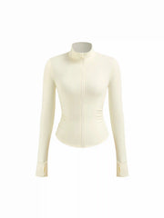 Stand Collar Solid Long Sleeve Active Jacket