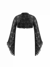 Lace Cotton-blend Bell Sleeve Oversized Crop Blouse Curve & Plus