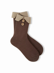 CRIMPED TRIM BUTTON ANKLE SOCKS