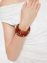 3PCS BAMBOO TUBE RESIN BRACELET SET