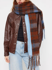 PLAID FRINGED SCARF