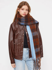 PLAID FRINGED SCARF