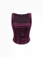 Velvet Square Neck Floral Tank Top