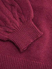 Cable Knit V-neck Knotted Oversized Cardigan