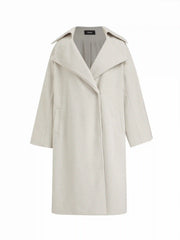Wool-look Collar Long Sleeve Oversized Coat With Belt