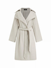 Wool-look Collar Long Sleeve Oversized Coat With Belt