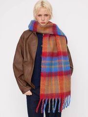 PLAID FRINGED SCARF