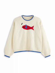 Knit Round Neckline Fish Graphic Contrasting Binding Oversized Top Curve & Plus