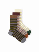 3 PAIRS STRIPED CREW SOCKS SET