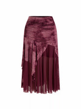 Mesh Mid Rise Floral Tie Dye Asymmetrical Hem Tulle Maxi Skirt Curve & Plus