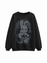 Cotton-blend Rock Rabbit Graphic Round Neckline Oversized Sweatshirt