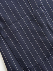 Round Neckline Sleeveless Striped Tie Back Split Blazer Vest