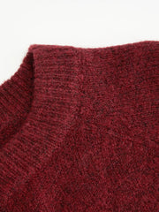 Knit Round Neckline Long Sleeve Metal Button Cardigan