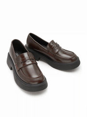 ROUND TOE CHUNKY HEELED LOAFERS