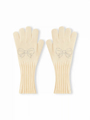 BOWKNOT DECOR KNITTED GLOVES
