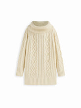 Cable Knit Turtle Neck Long Sleeve Mini Dress