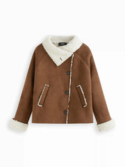 Two Way Faux Shearling Funnel Neck Oversized Jacket