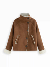 Two Way Faux Shearling Funnel Neck Oversized Jacket