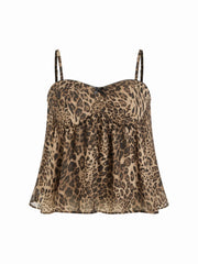 Square Neck Leopard Bowknot Cami Top Curve & Plus