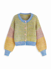 Colorblock Round Neck Oversized Cardigan