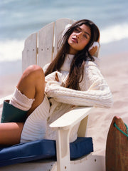 Cable Knit Turtle Neck Long Sleeve Mini Dress