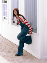 Denim Deep V-neck Buckle Wide Leg Overalls
