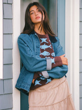 Collar Long Sleeve Oversized Denim Jacket