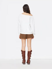 Terry Asymmetrical Neck Dog Graphic Sweatshirt