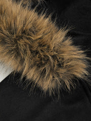Terry Faux Fur Trim Corset Half Zip Hoodie