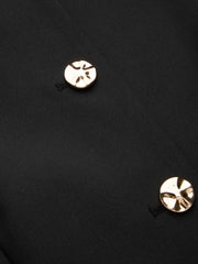 Round Neckline Metal Button Blazer With Belt Curve & Plus