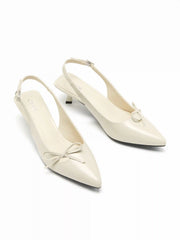 BOWKNOT POINTED TOE SLINGBACK HEELS