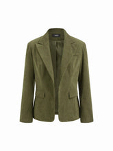 Corduroy Notched Collar Long Sleeve Blazer