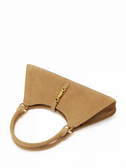 FAUX SUEDE PUSH-LOCK DECOR SHOULDER BAG