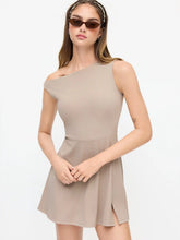 Asymmetrical Neck Solid Active Mini Dress